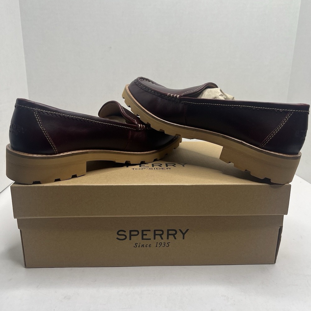 Sperry Top-Sider A/O Lug Loafer Women’s 9.5 M Wine Leather Platform Shoes NIB